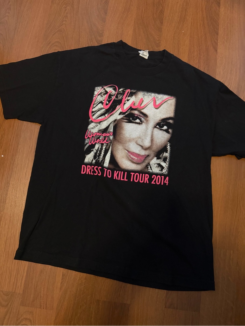 Alstyle Black Tee with Pink Graphic Script unisex